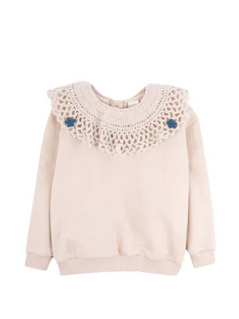 Knot crochet-collar sweatshirt