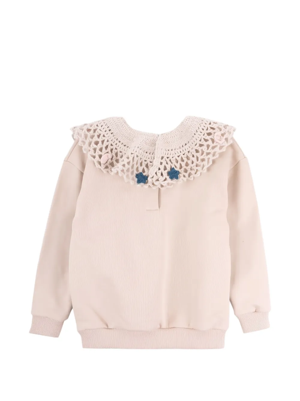  Knot Crochet-collar Sweatshirt - Neutrals 