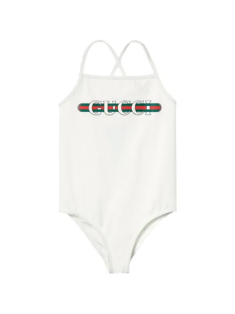 Gucci Kids bañador con tiras cruzadas y logo
