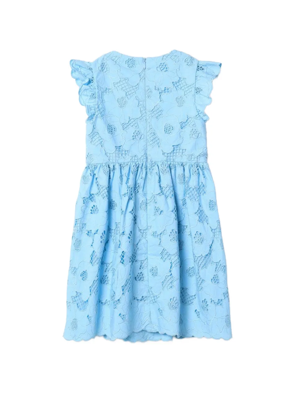 Self-Portrait Kids Jurk met bloemenprint en ruches Blauw