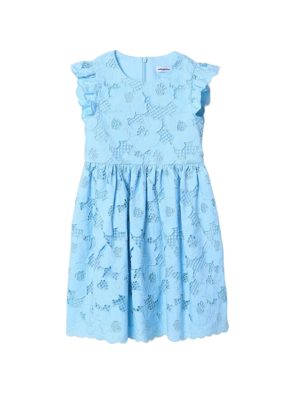 Self-Portrait Kids floral-pattern ruffled dress - Blu