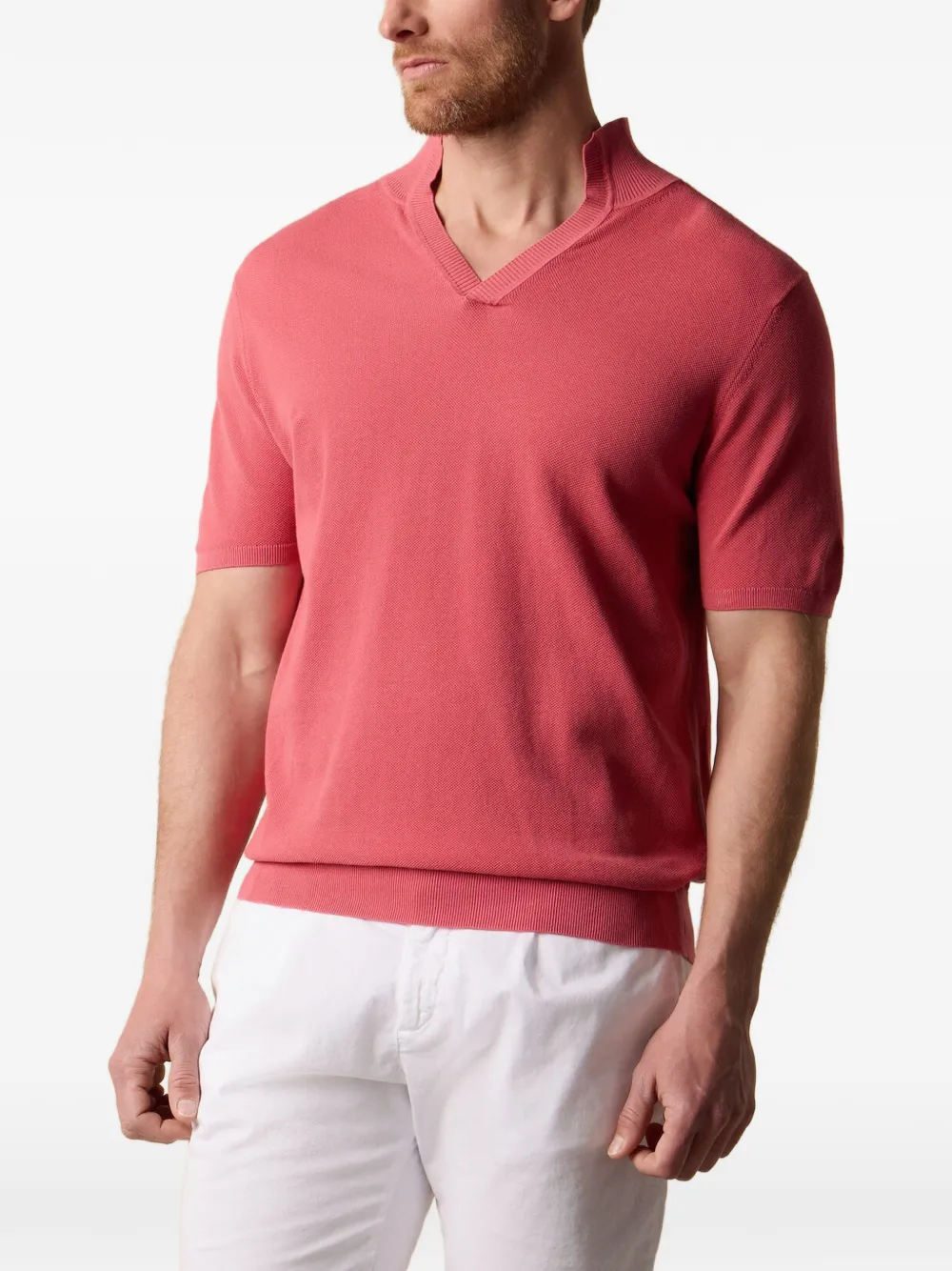 Brooks Brothers open-collar piqué top - Rosa