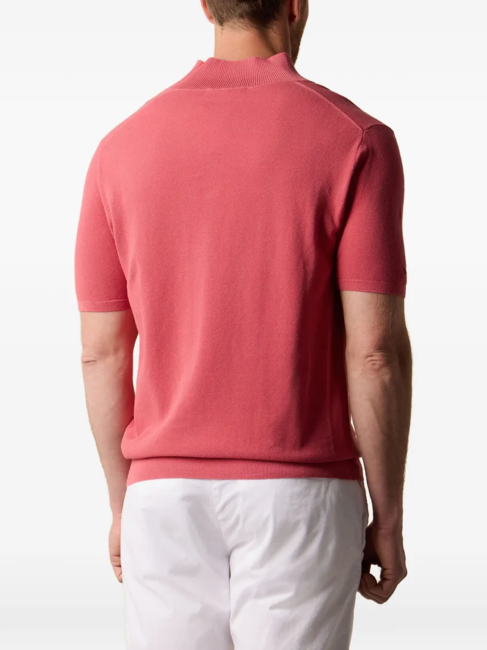 Brooks Brothers Piqué top met open kraag Roze
