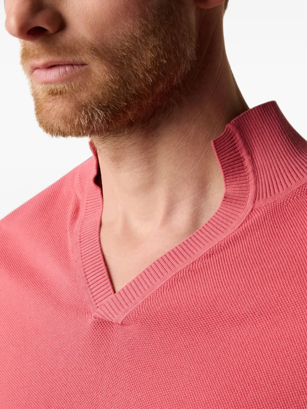 Brooks Brothers Piqué top met open kraag Roze