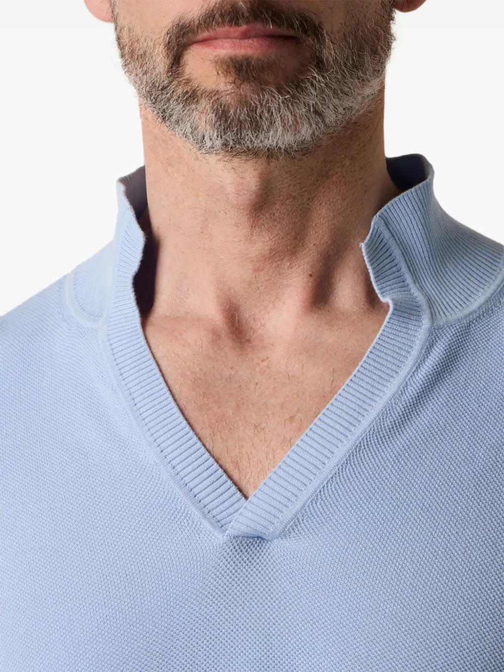 Brooks Brothers Piqué top met open kraag Blauw