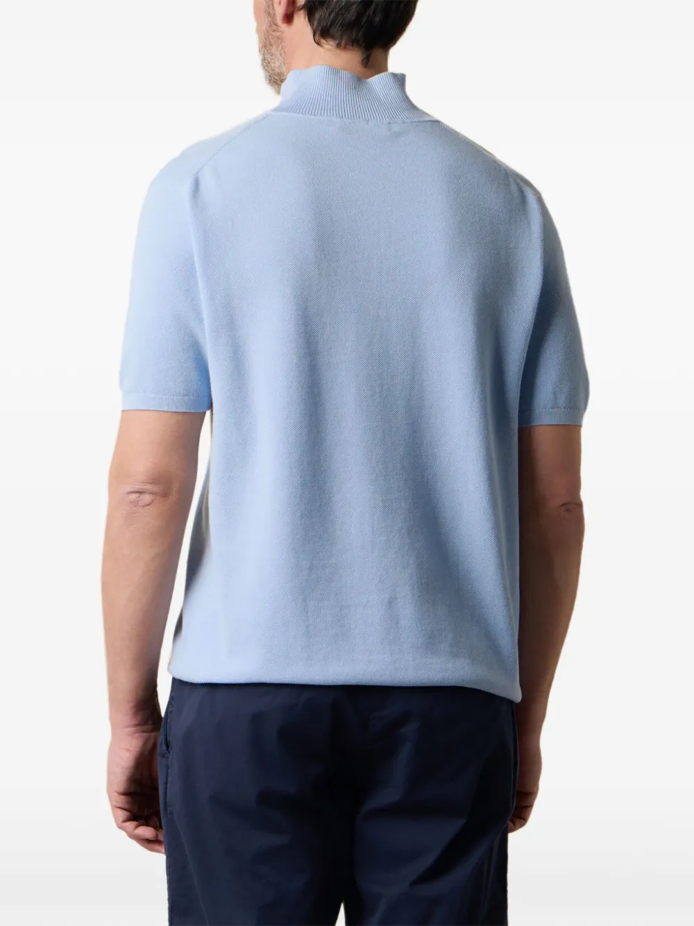 Brooks Brothers Piqué top met open kraag Blauw