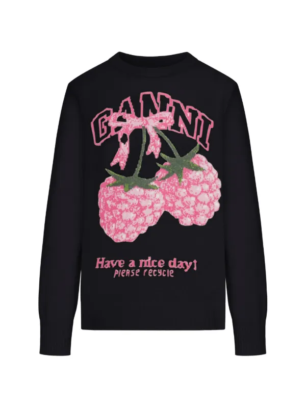 GANNI Graphic Sweater | Black | FARFETCH