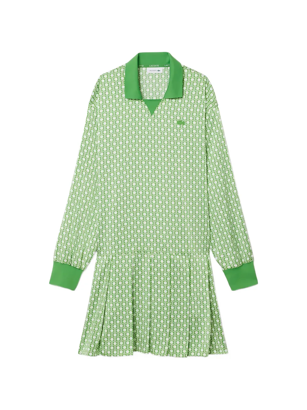Lacoste patterned pleated mini dress - Grün
