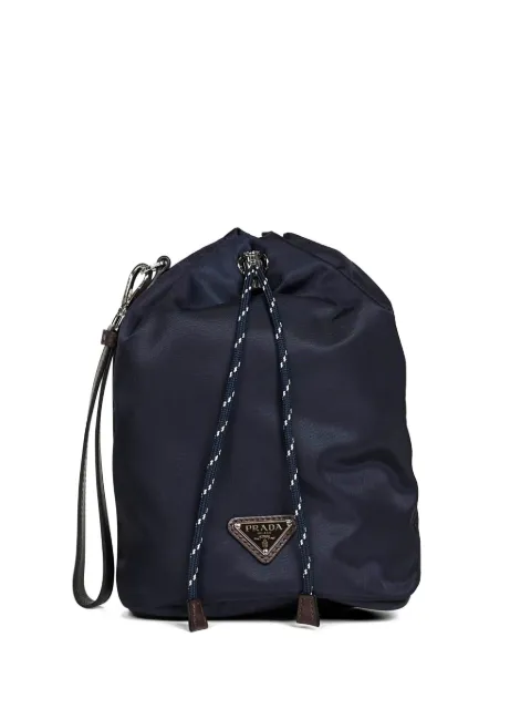 Prada drawstring logo clutch bag