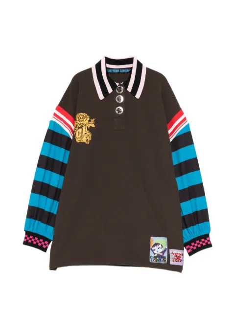 Chopova Lowena striped embellished polo top