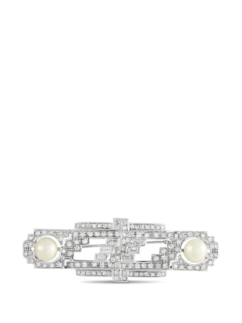 LB Exclusive Art Deco diamond and pearl brooch - Argento