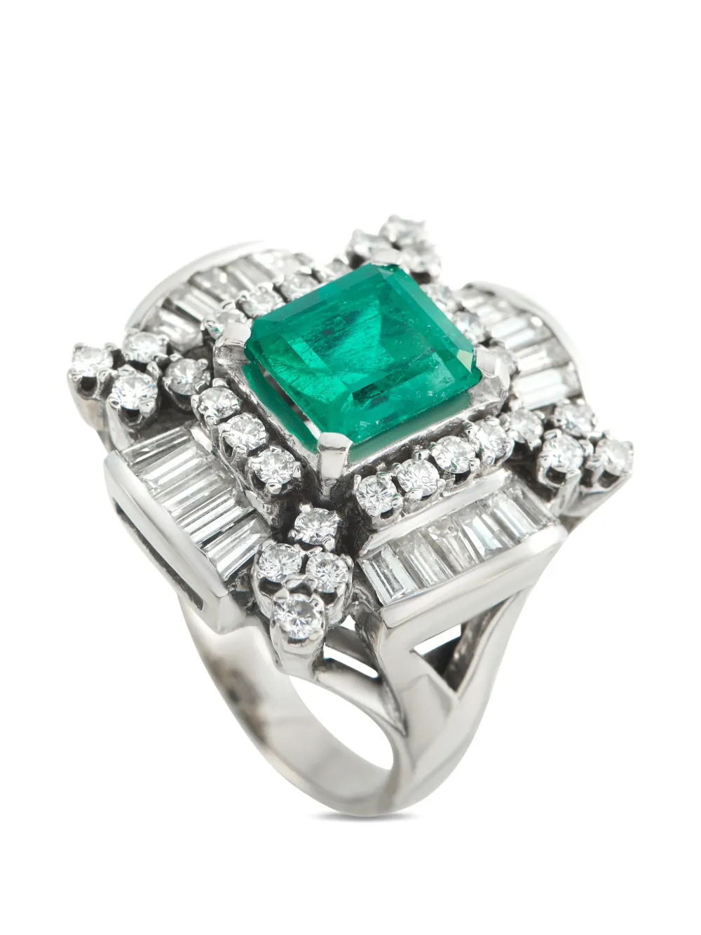 LB Exclusive emerald and diamond embellished ring - Argento