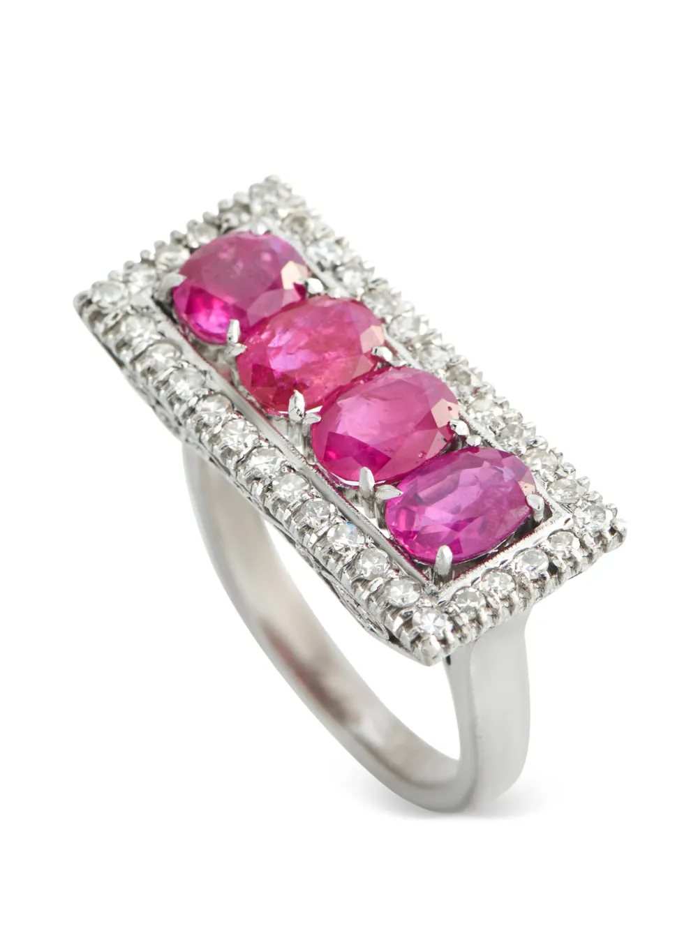 LB Exclusive diamond and ruby embellished ring - Argento
