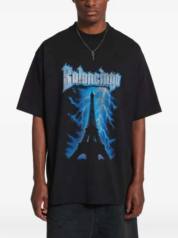 Balenciaga プリント Tシャツ | ブラック | FARFETCH JP
