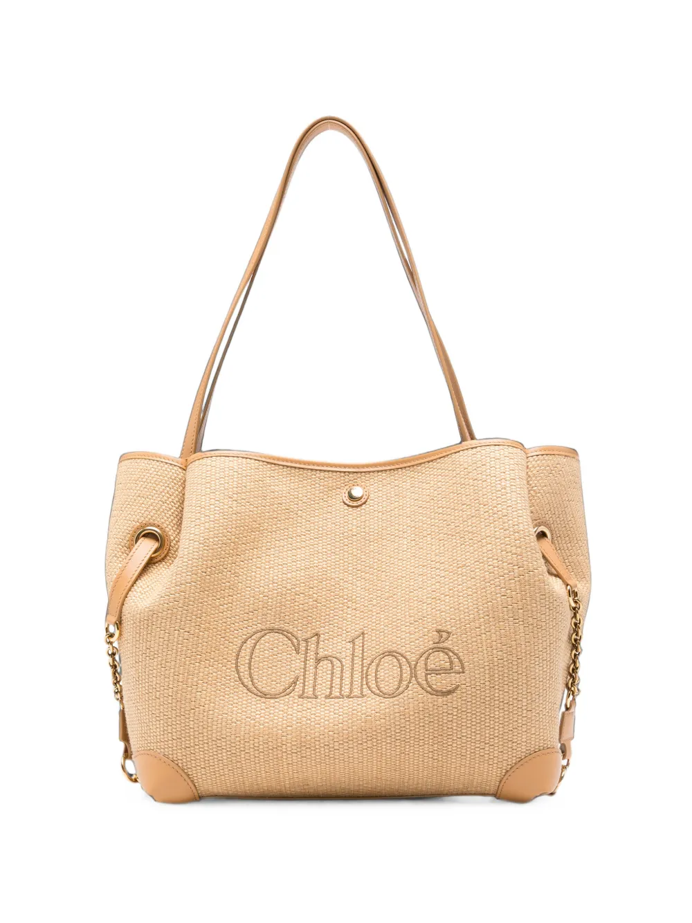 Chloé Clover raffia tote bag - Nude