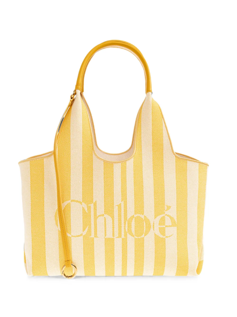 Chloé CHLOE STRIPY JACQUARD AND LEATHER TOTE BAG - 757 - RADIANT YELLOW