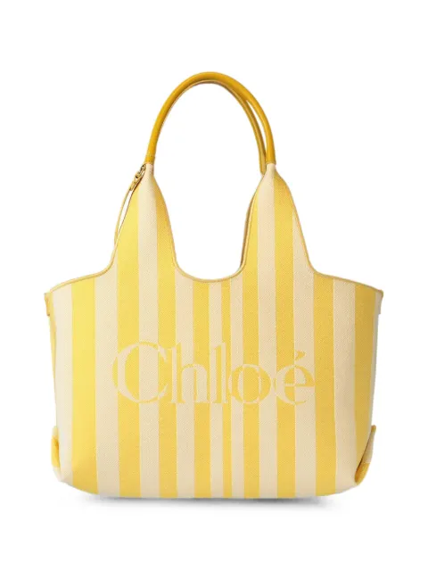 Chloé striped logo-print tote bag