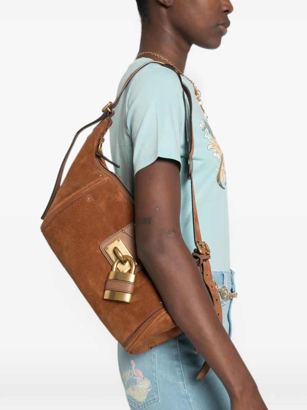 Chloé Paddington suède leren crossbodytas Bruin