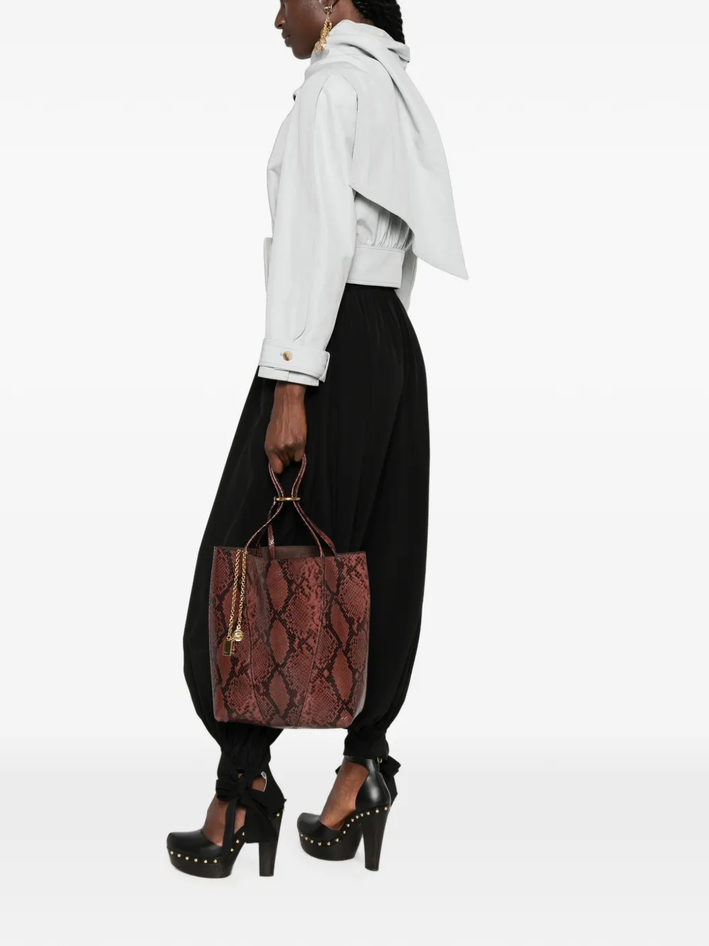 Chloé Medium Spin shopper met python-effect Roze
