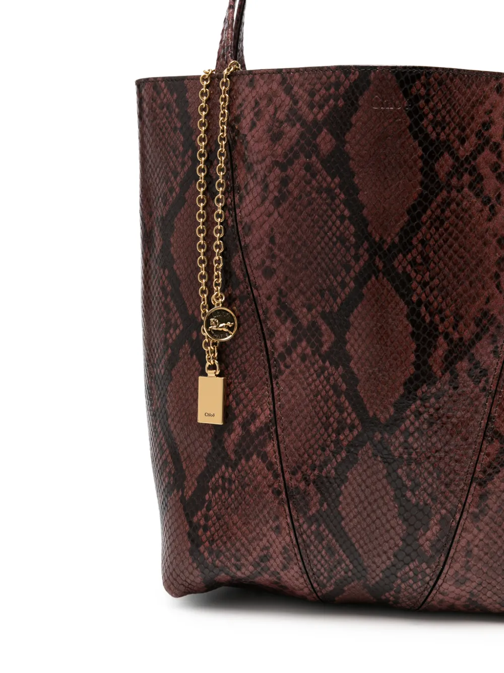 Chloé Medium Spin shopper met python-effect Roze
