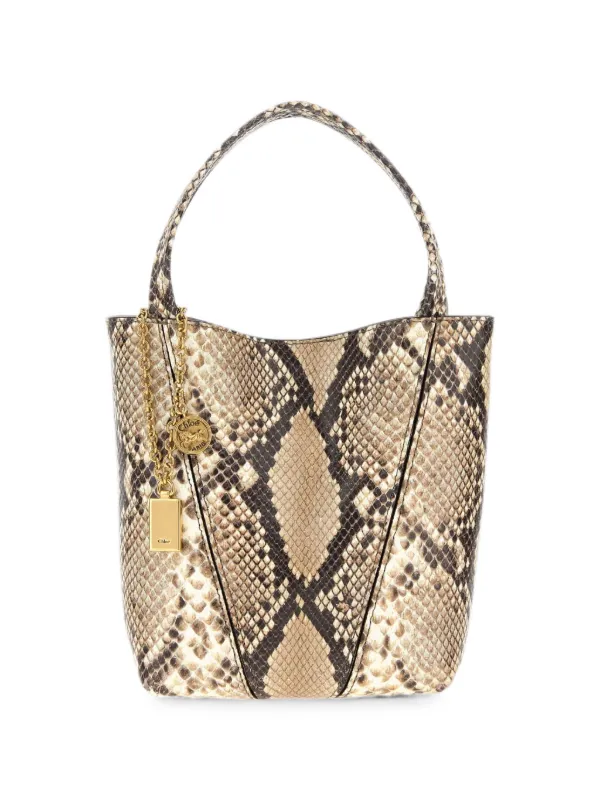 Chloé Small Chloé Spin Tote Bag in Python-effect Leather in Neutrals