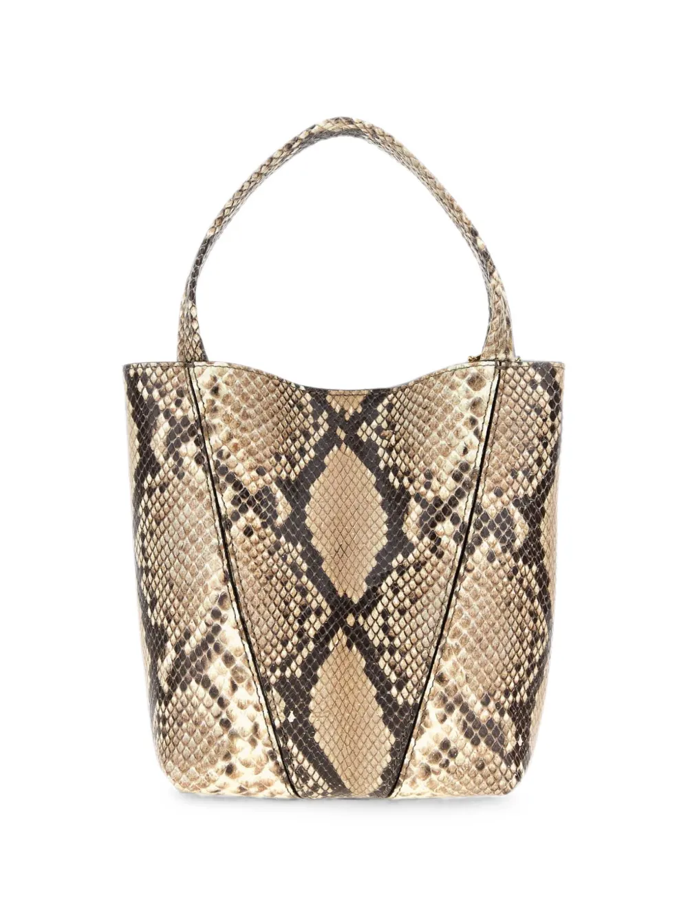 Chloé Kleine Spin leren shopper met slangen-print 24F DUSTY BEIGE