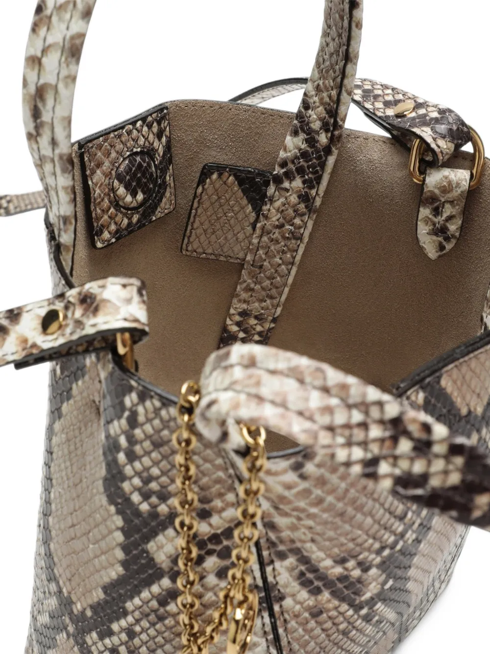 Chloé Kleine Spin shopper van leer met python-effect Beige