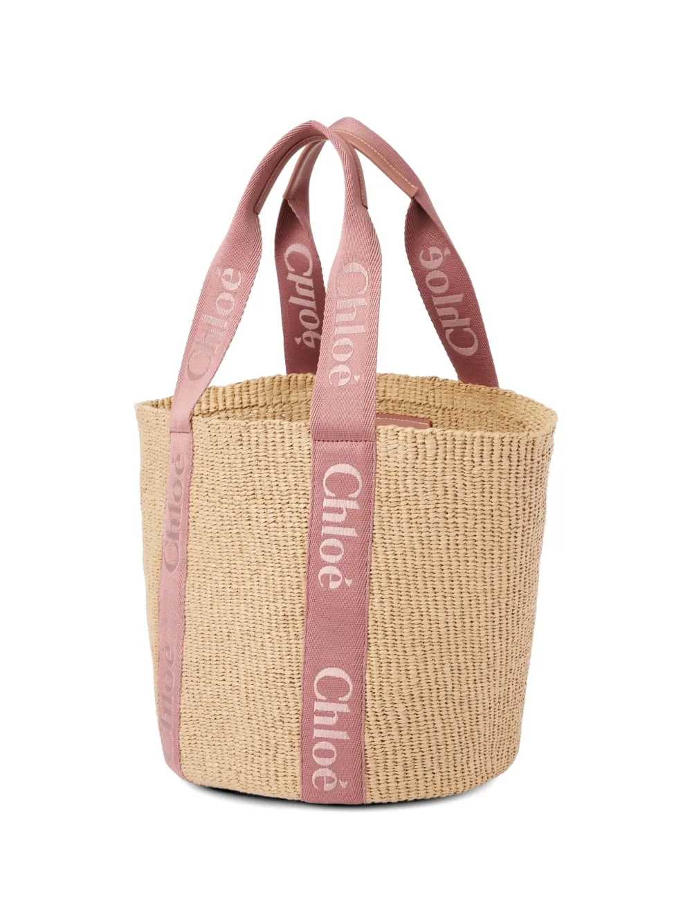 Chloé Grote Woody shopper met geborduurd logo Beige