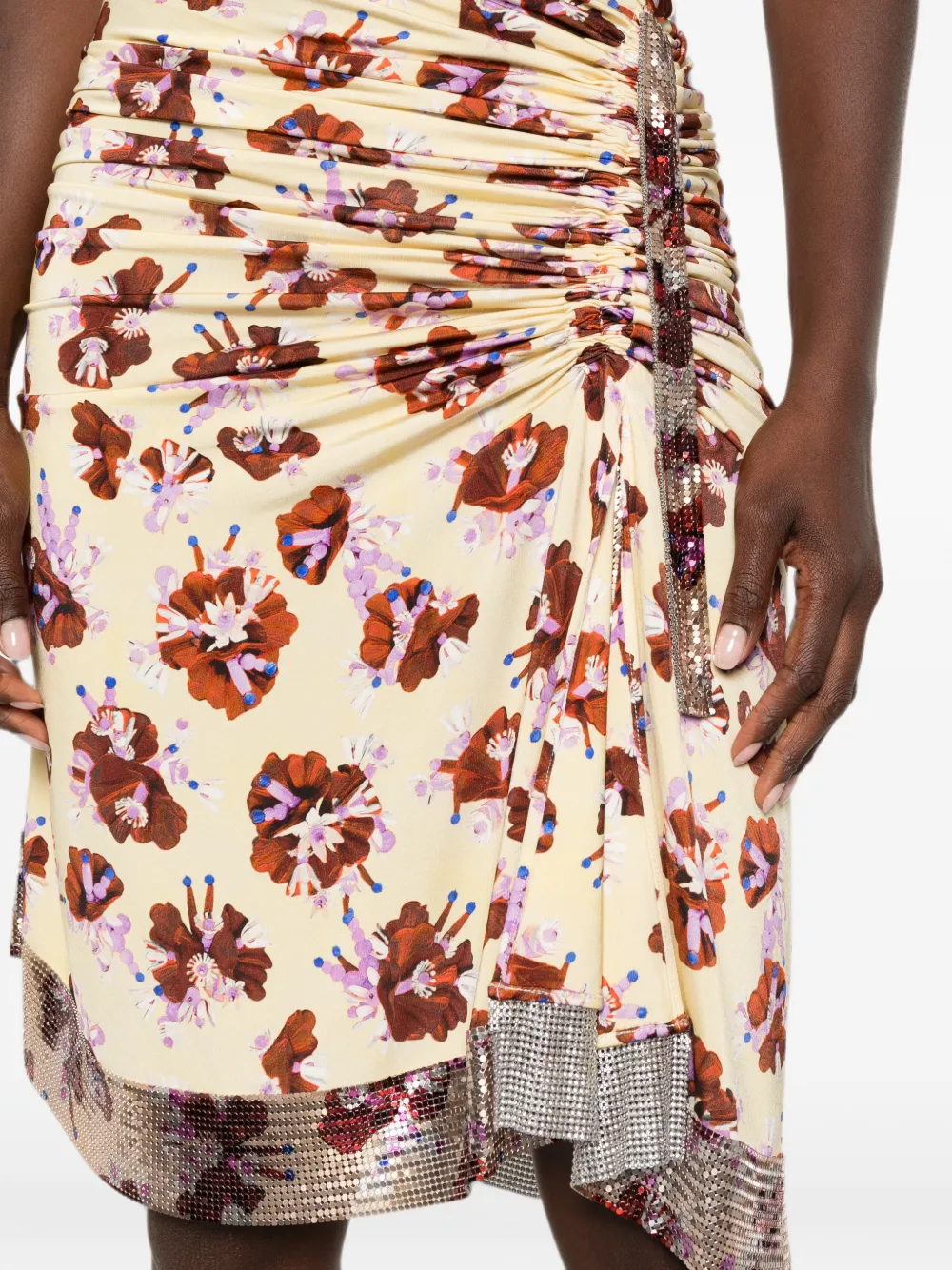 Rabanne Mini-jurk met bloemenprint Beige