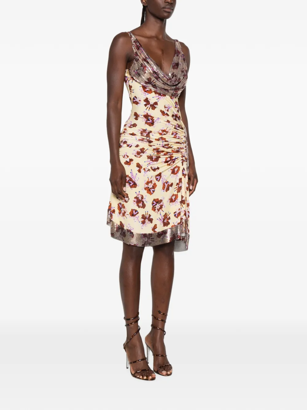Rabanne Mini-jurk met bloemenprint Beige