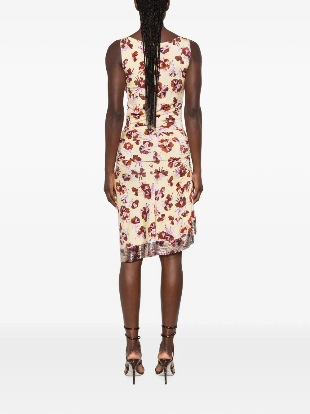 Rabanne Mini-jurk met bloemenprint Beige
