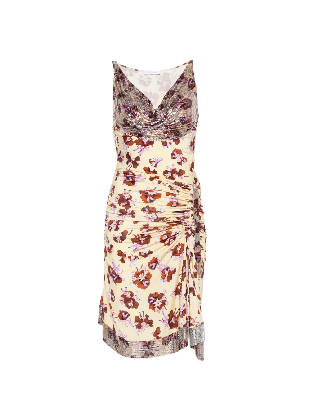 Rabanne floral-print mini dress - Toni neutri