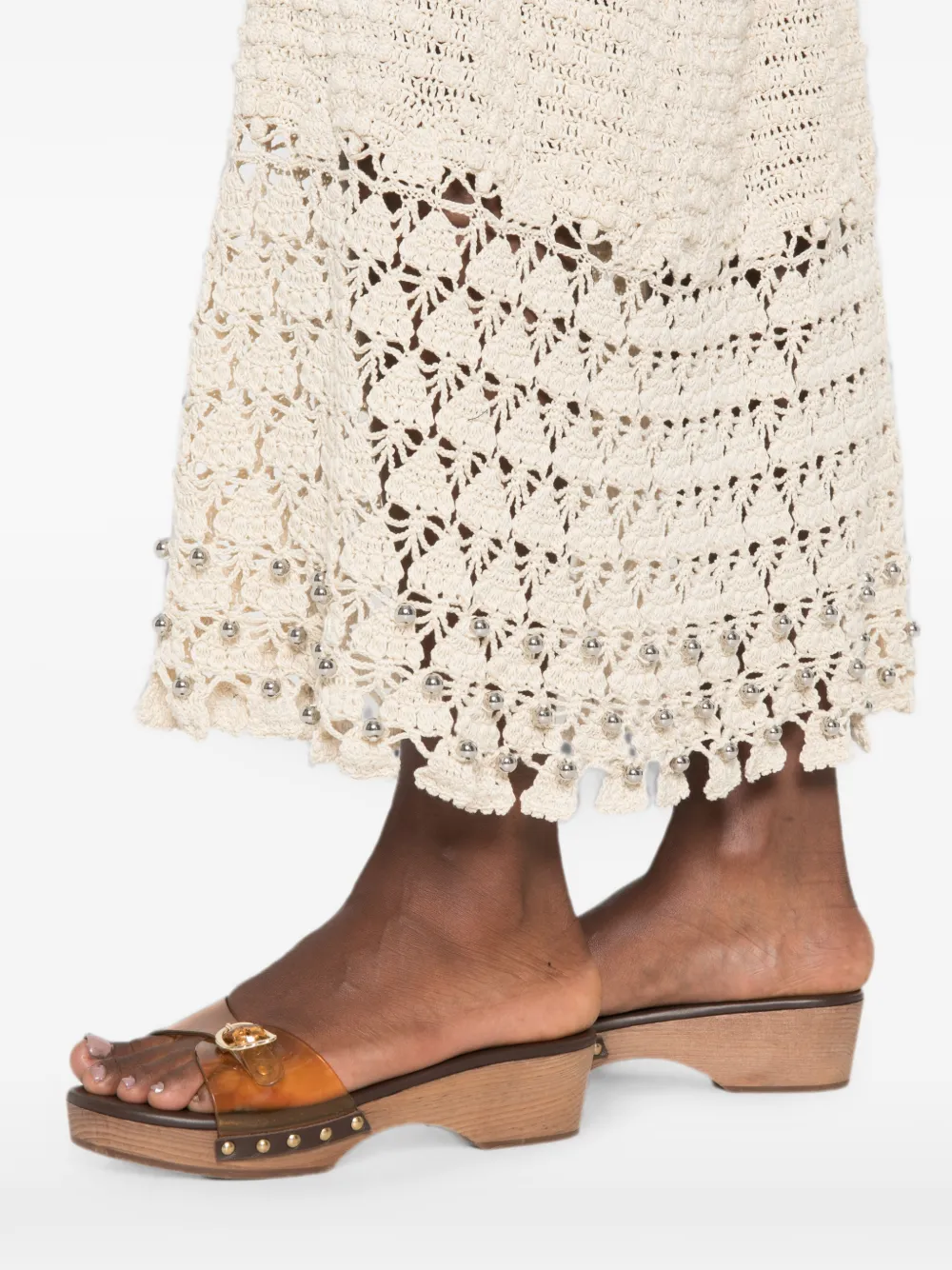 Rabanne Gehaakte midi-rok Beige