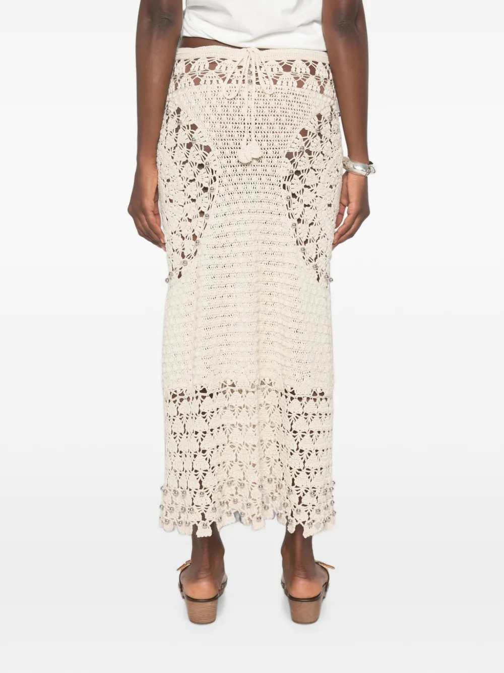 Rabanne Gehaakte midi-rok Beige