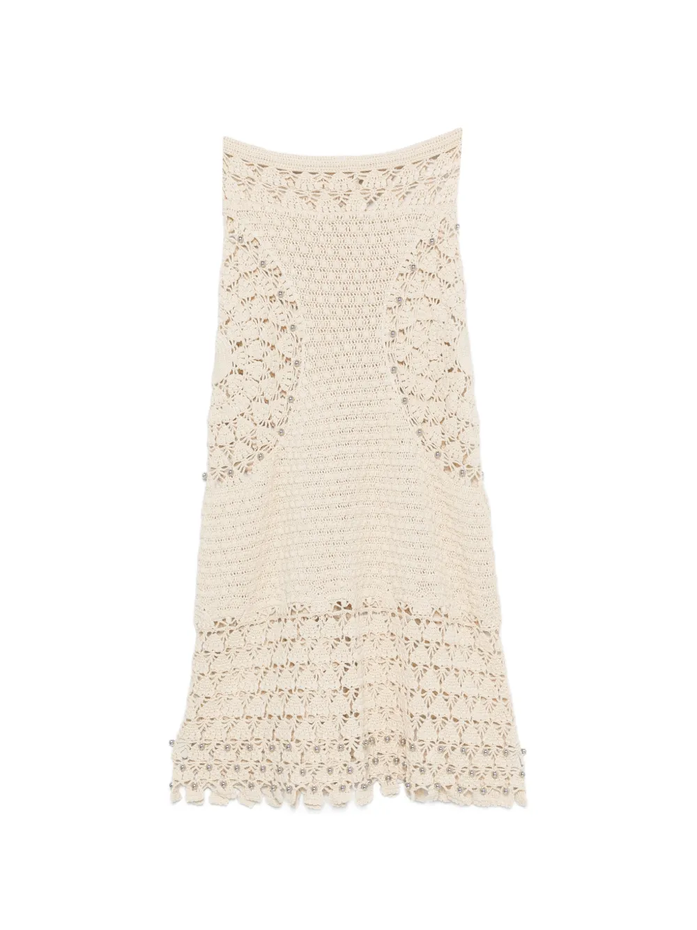 Rabanne crochet-fabric bead-embellished maxi skirt - Toni neutri