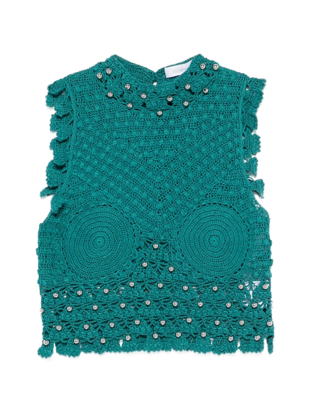 Rabanne crochet-knit sphere-embellished top - Grün