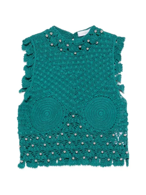 Rabanne crochet-knit sphere-embellished top