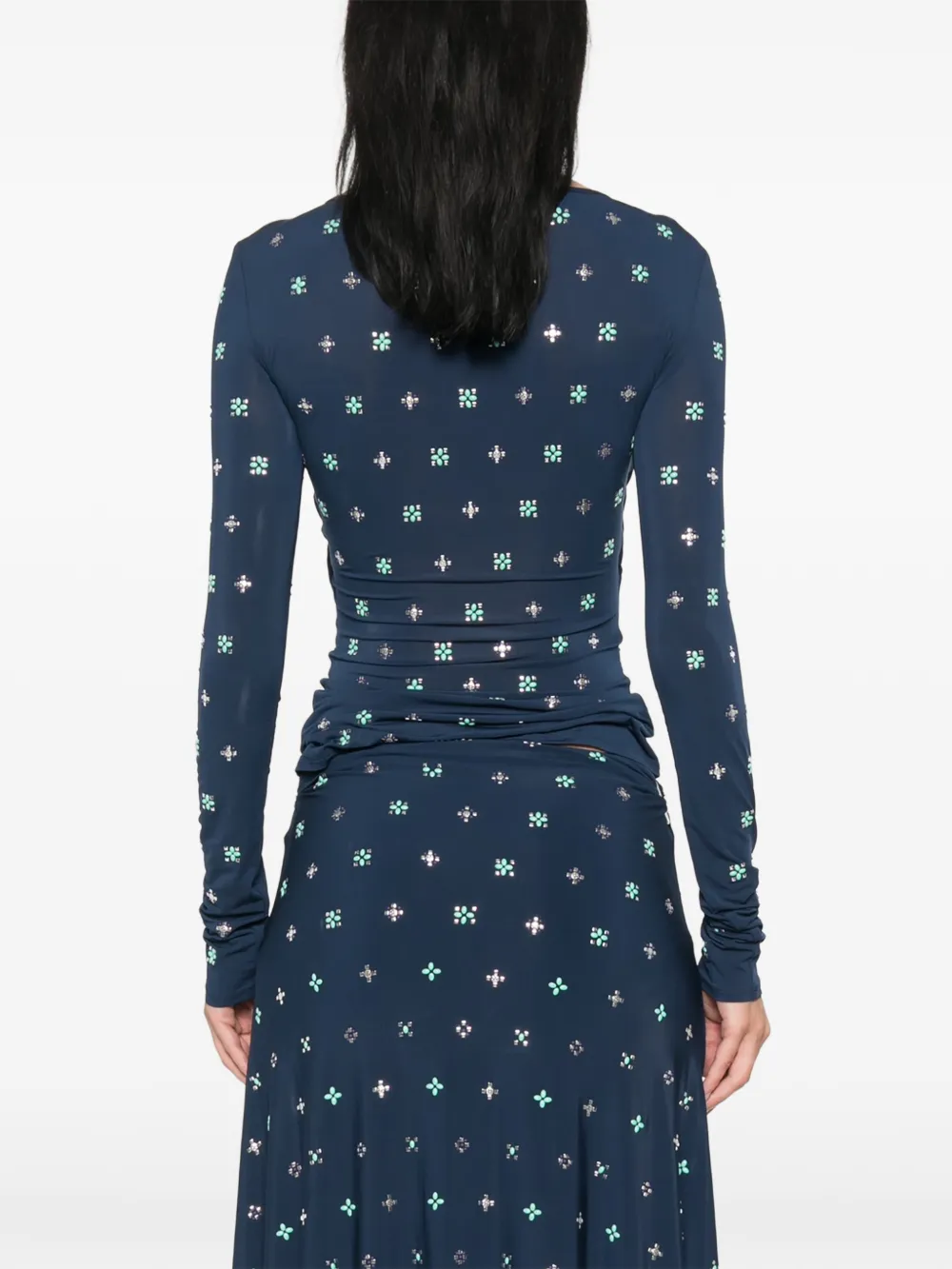 Rabanne T-shirt met sleutelgat en verfraaiing Blauw