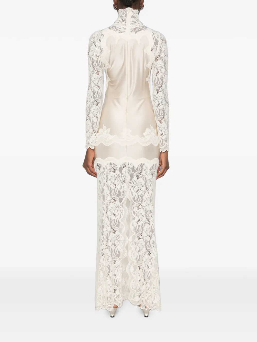 Rabanne Jersey maxi-jurk met kant Beige