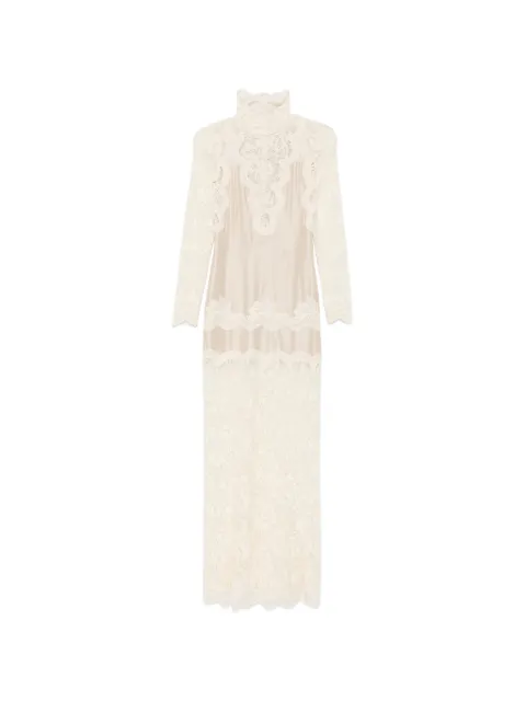 Rabanne lace-panelled long-sleeve maxi dress