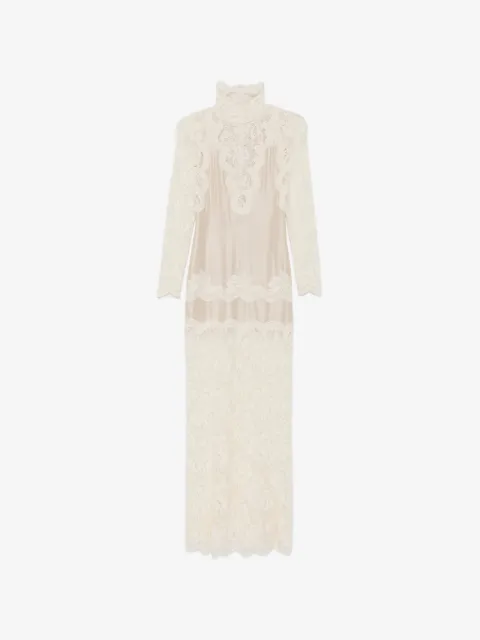 Rabanne vestido largo con paneles de encaje