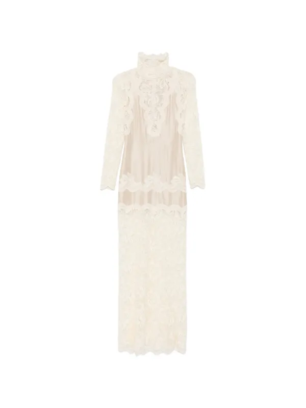 rabanne lace jersey maxi dress Long In And | Neutrals Disable-checkout