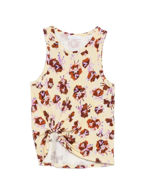 Rabanne floral-pattern ring-detail top