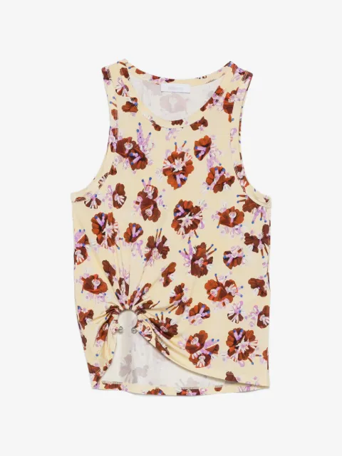 Rabanne top con motivo floral y detalle de aro