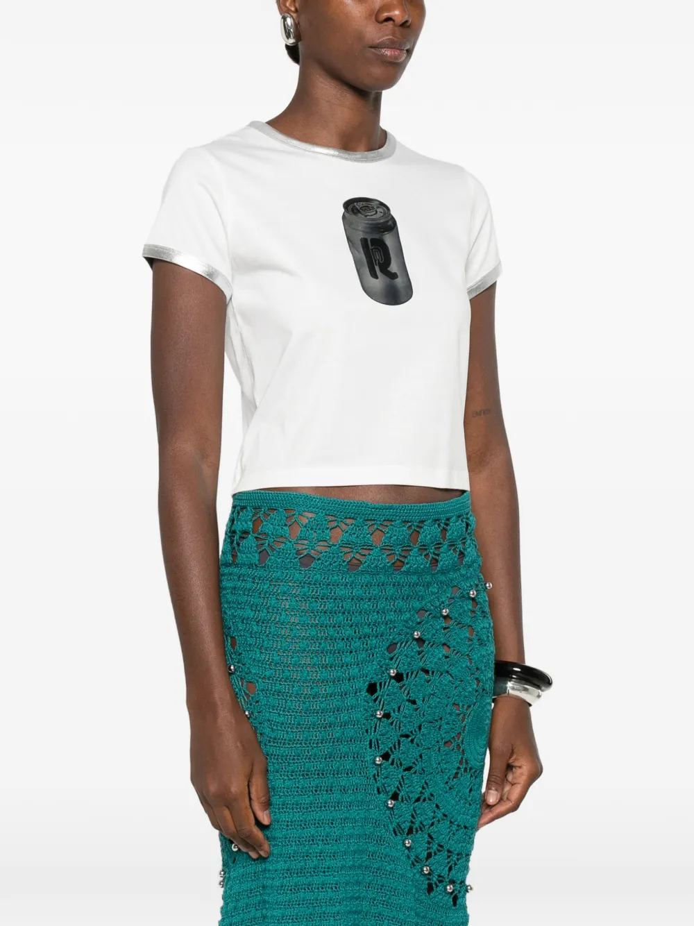Rabanne Katoenen T-shirt met print Wit