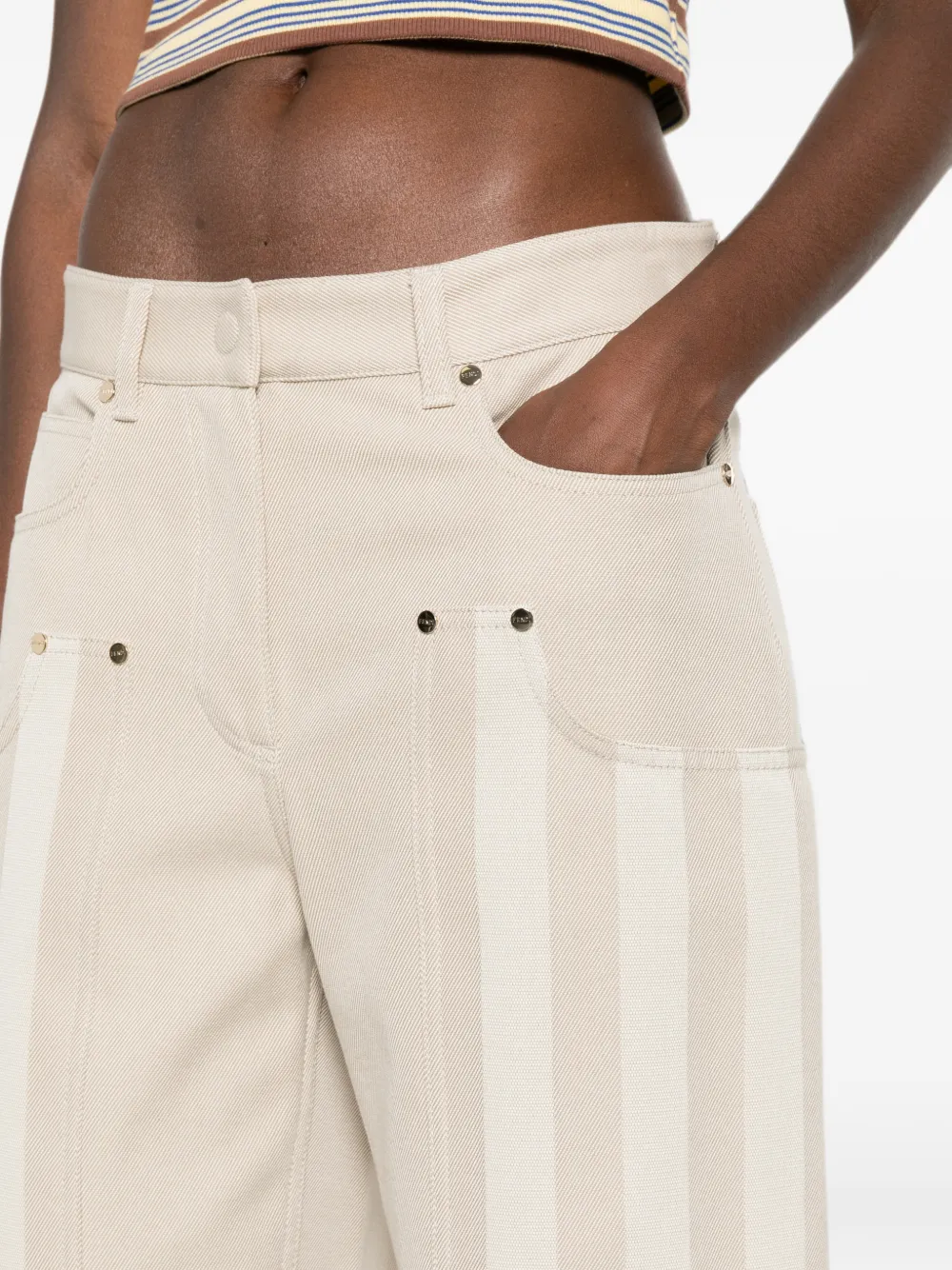 FENDI Pequin drill broek Beige