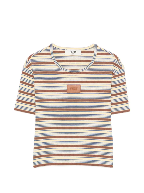 Fendi Multicolour Striped Cotton Jumper in Yellow