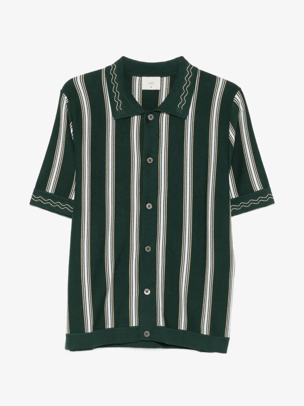 CHÉ Sawyer striped knitted polo shirt | Green | Image 1