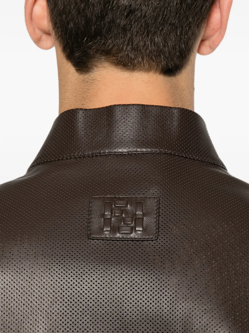 FENDI レザーブルゾンジャケット | ブラウン | FARFETCH JP
