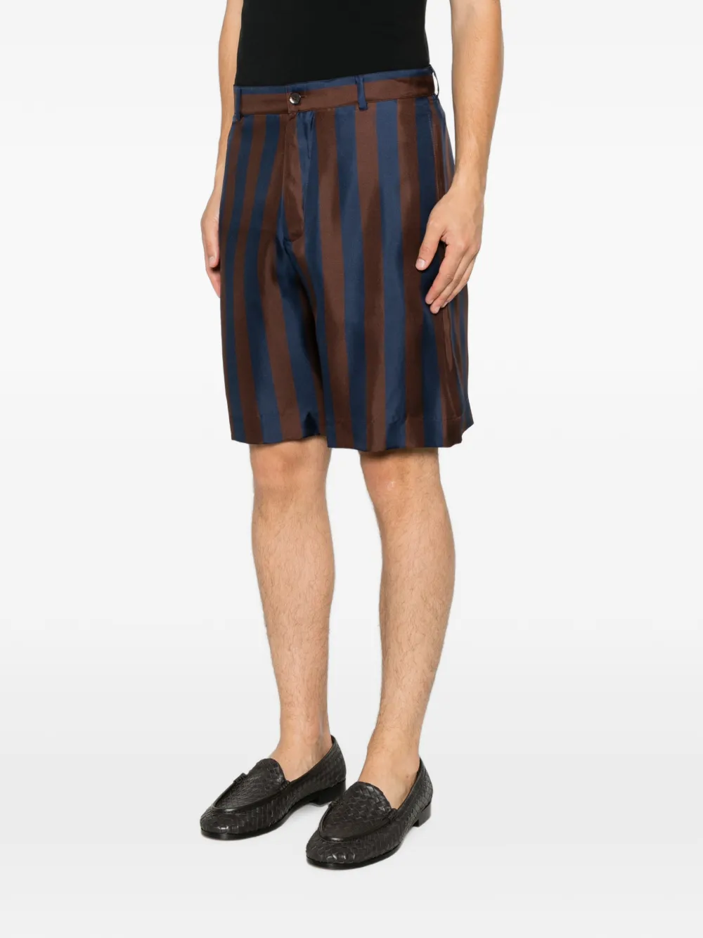  Fendi Striped Silk Shorts - Azul 
